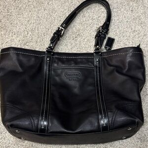Coach Black Leather Tote Bag